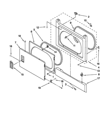 Dryer front panel and door parts