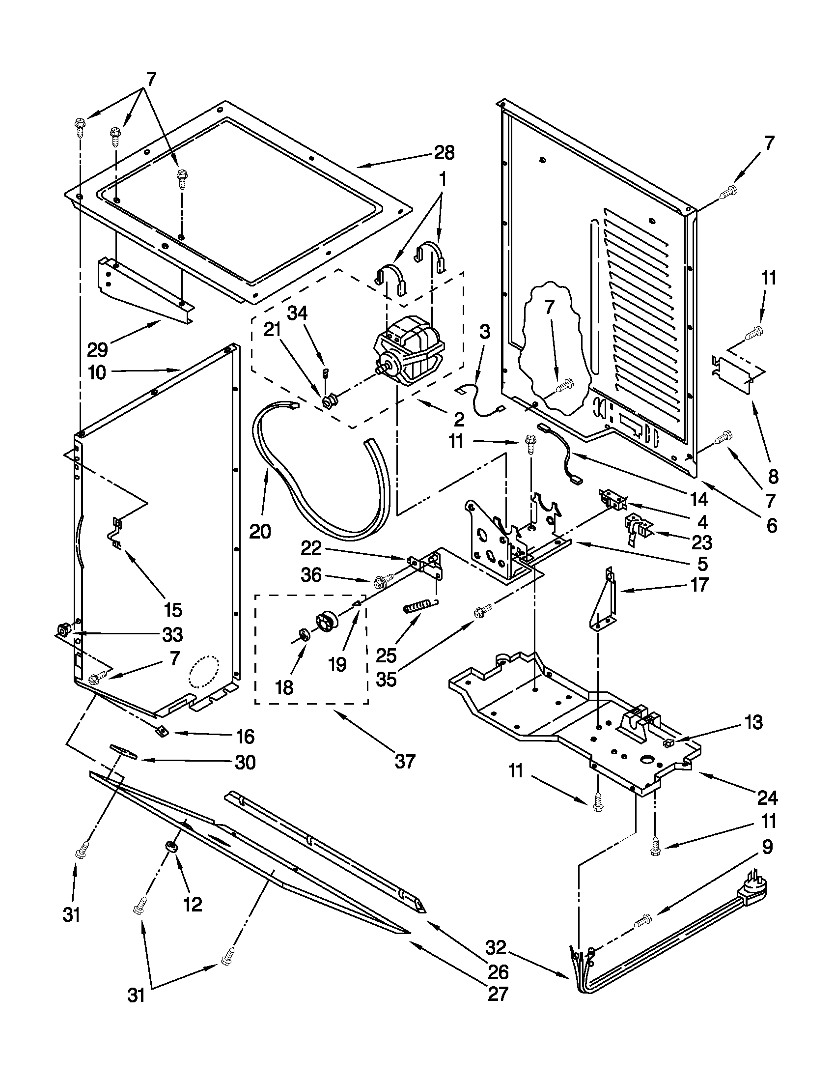 DRYER CABINET AND MOTOR PARTS