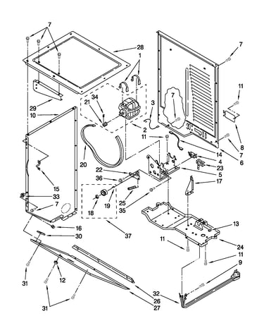 Dryer cabinet and motor parts