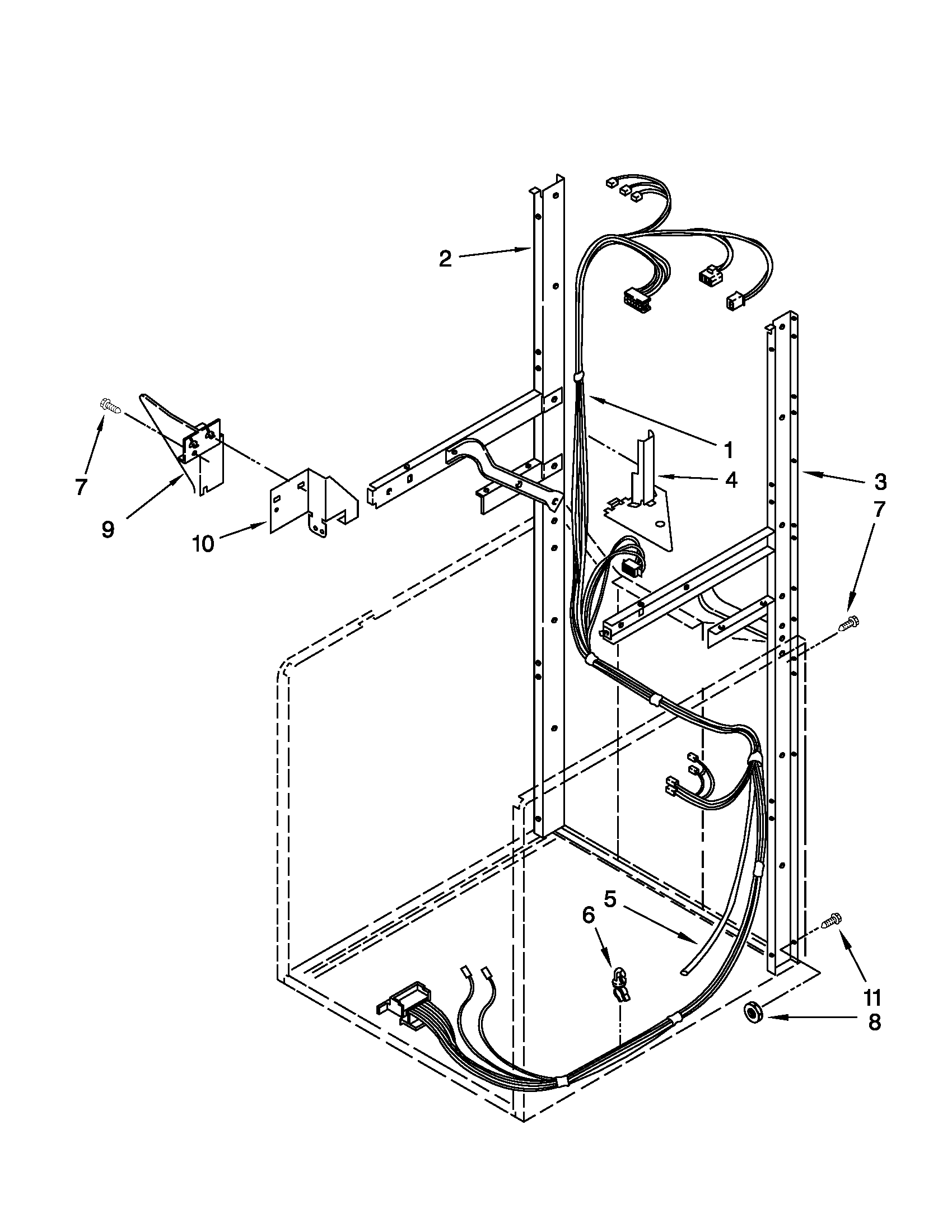 DRYER SUPPORT AND WASHER HARNESS PARTS
