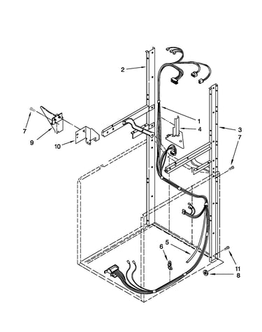 Dryer support and washer harness parts