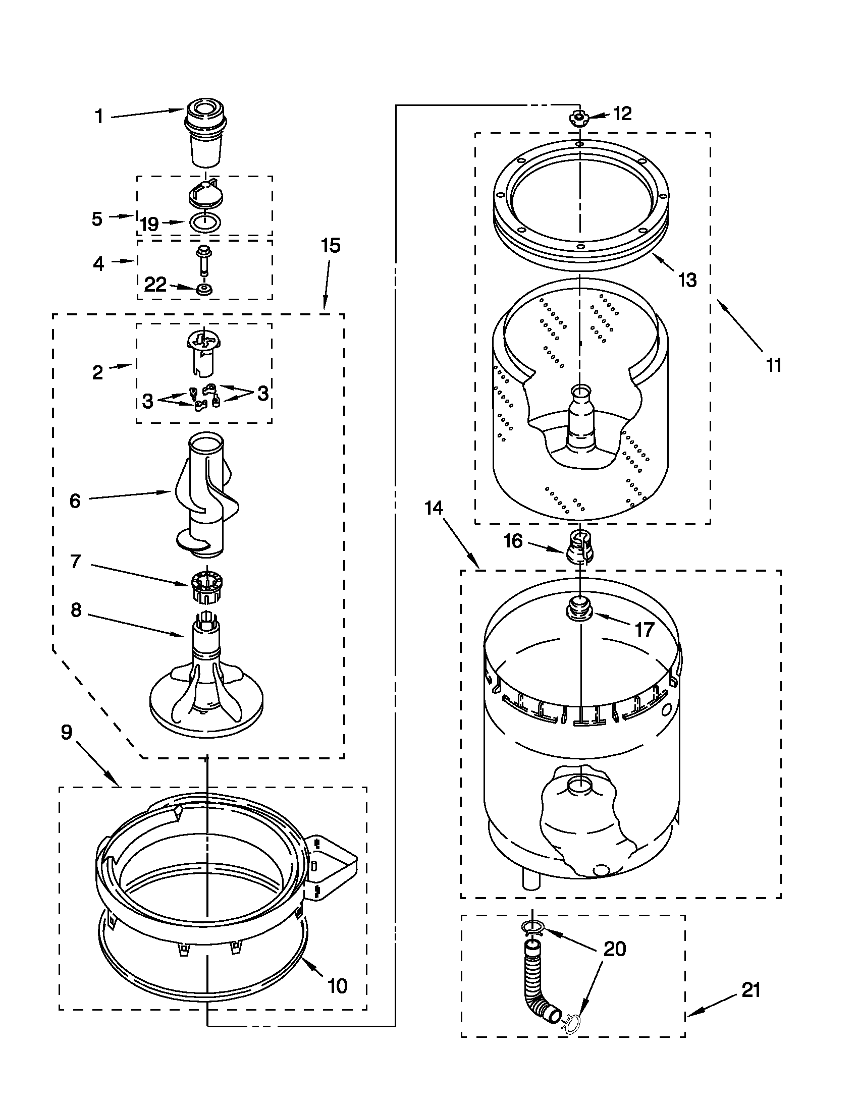 AGITATOR, BASKET AND TUB PARTS