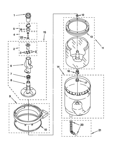 Agitator, basket and tub parts