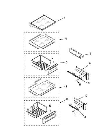 Refrigerator shelf parts