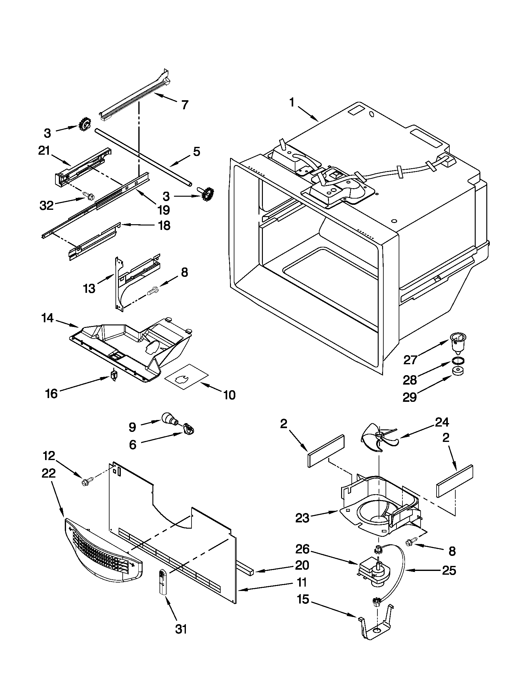Freezer liner parts