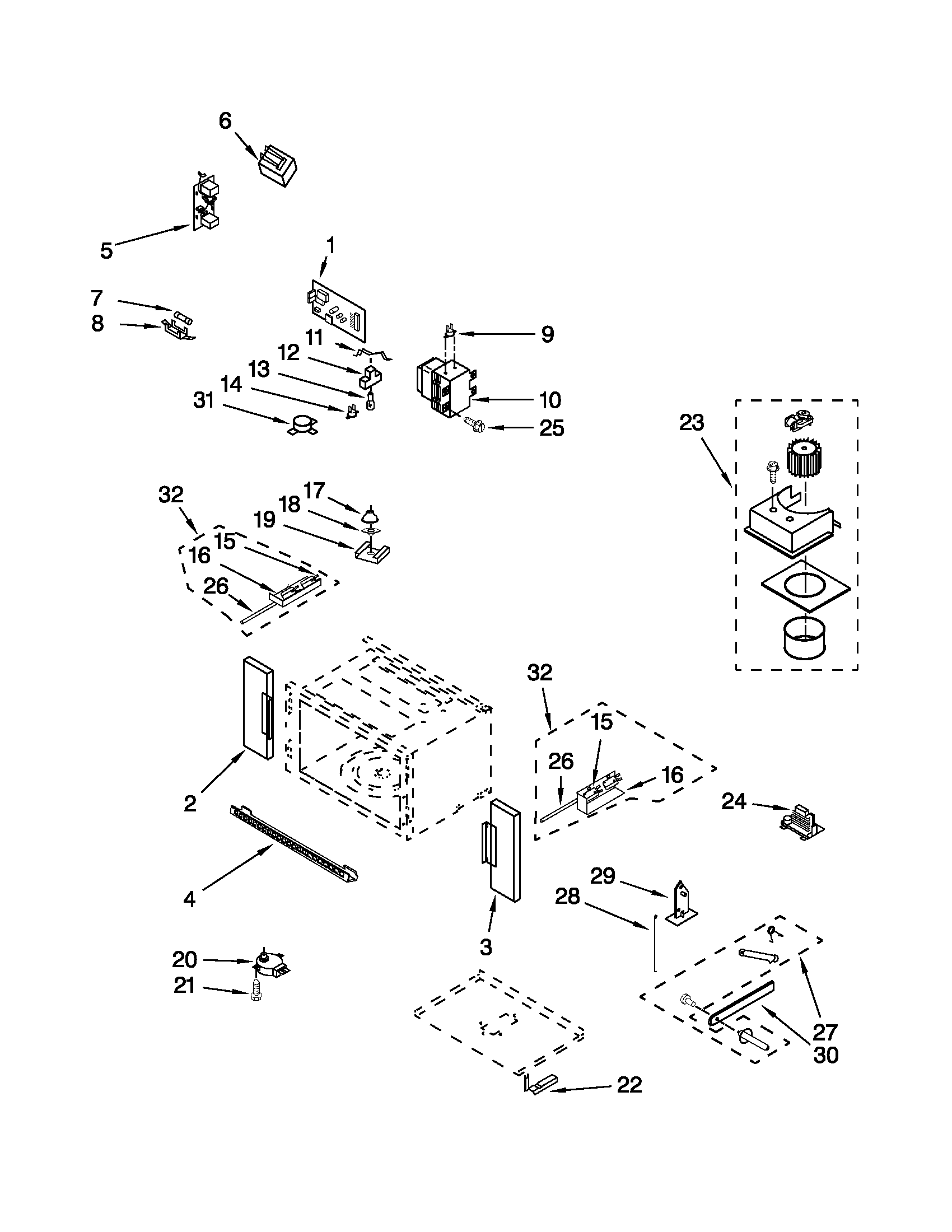Cabinet and stirrer parts