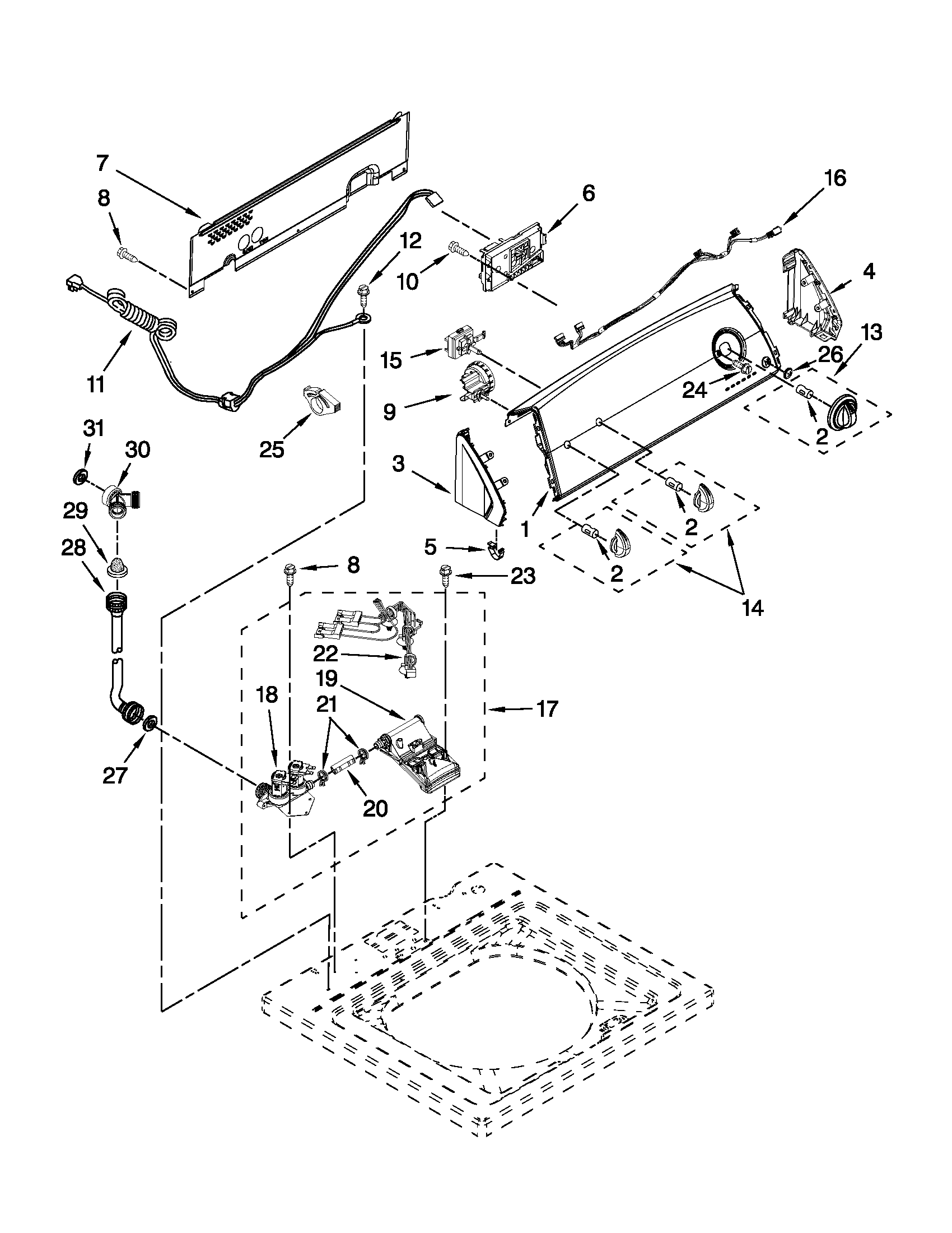 Controls and water inlet parts