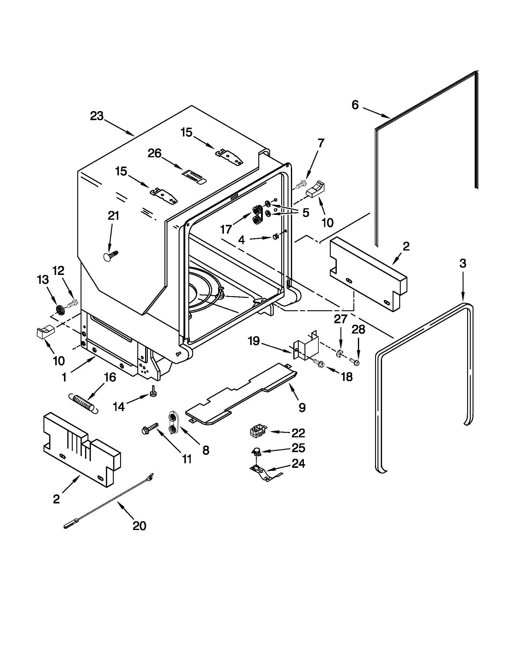 TUB AND FRAME PARTS