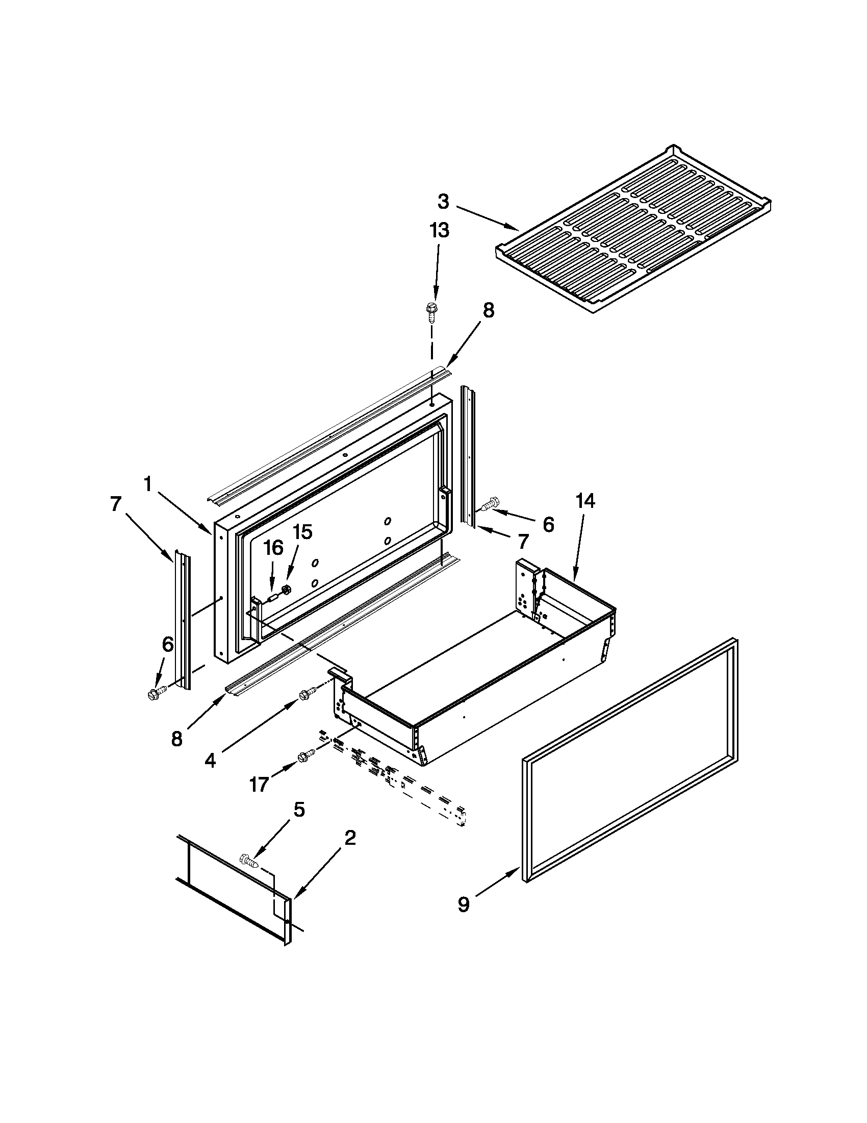 Freezer door and basket parts