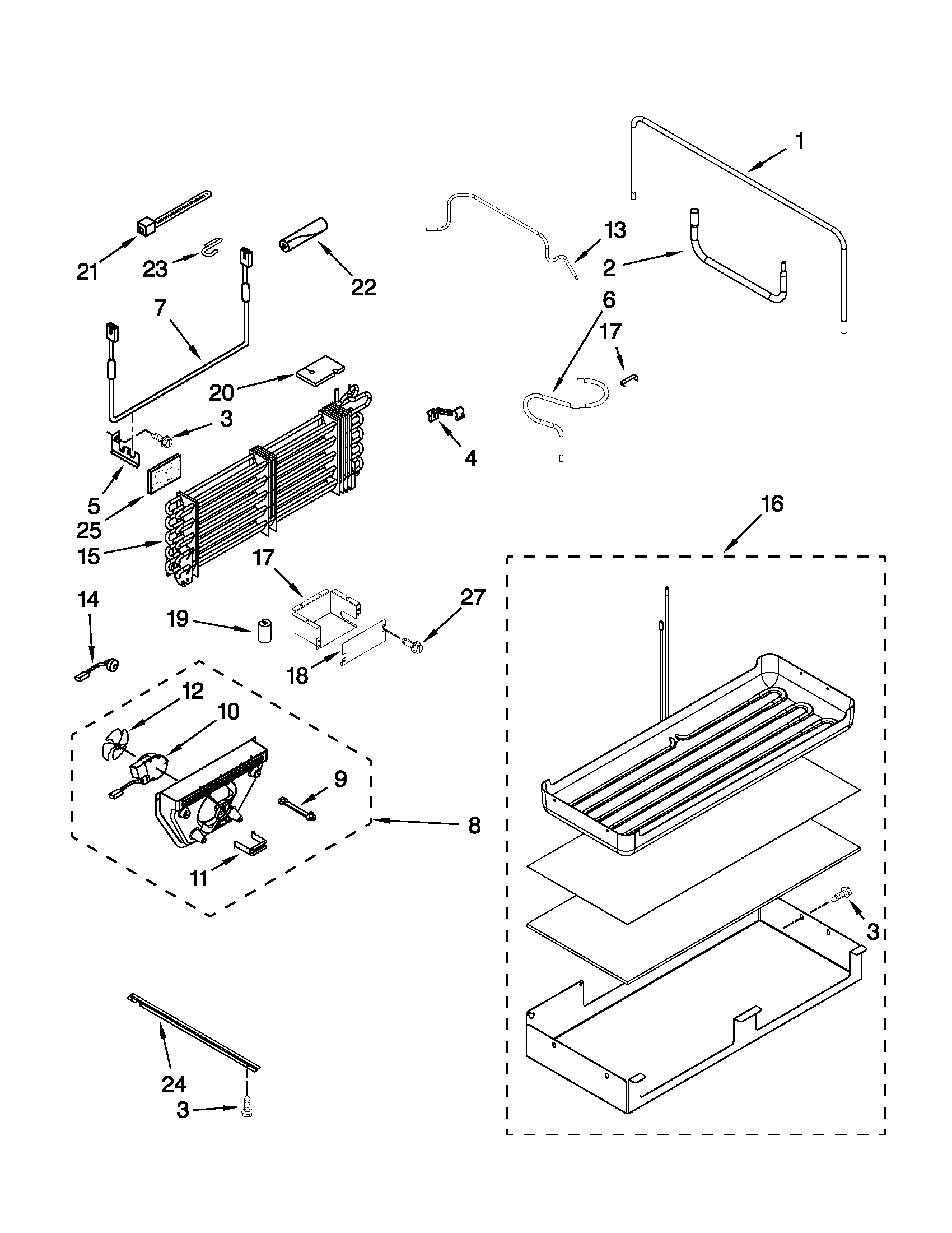 Lower unit and tube parts