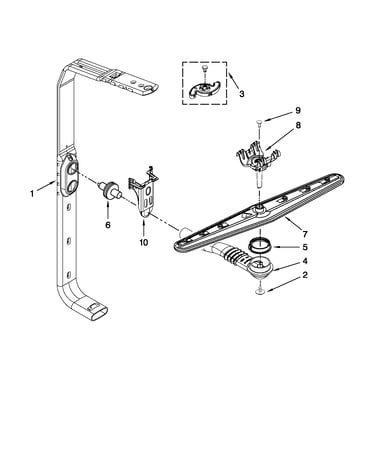 Upper wash and rinse parts