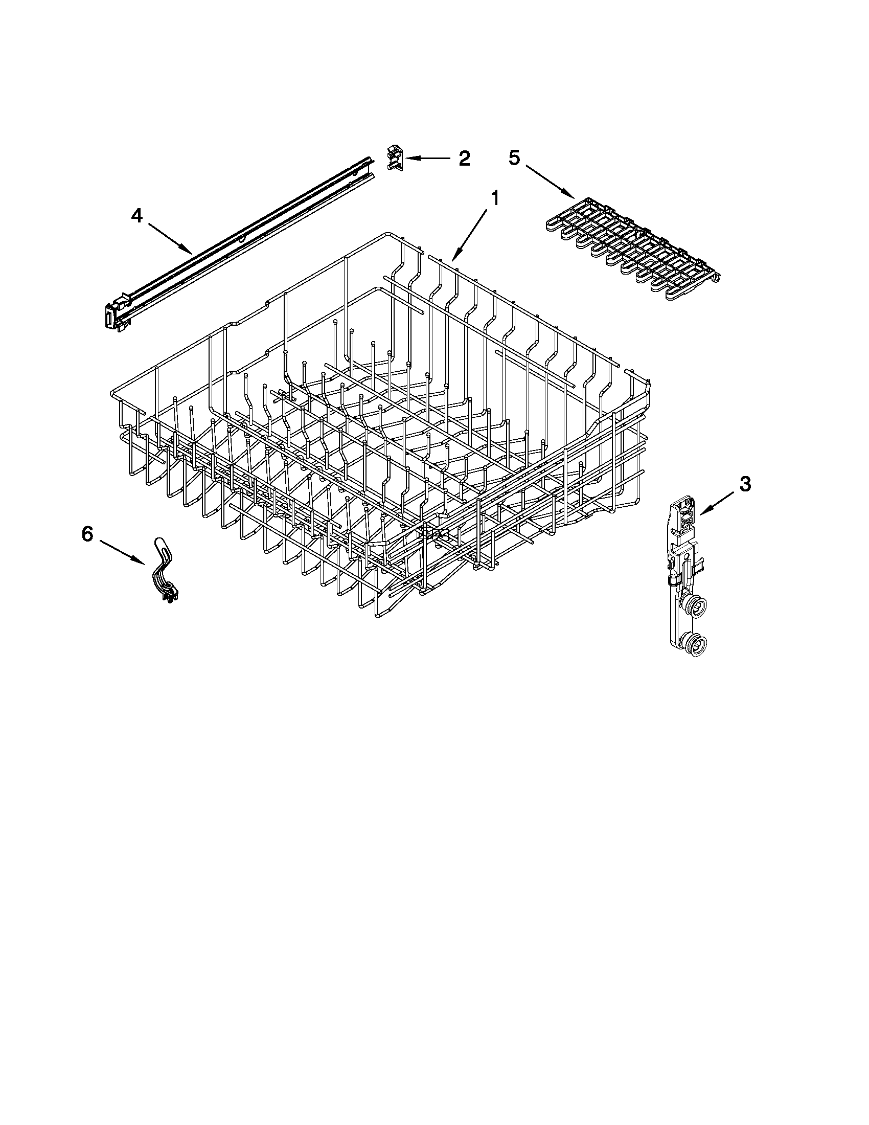 Upper rack and track parts
