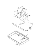 Burner box, gas valves, and switches