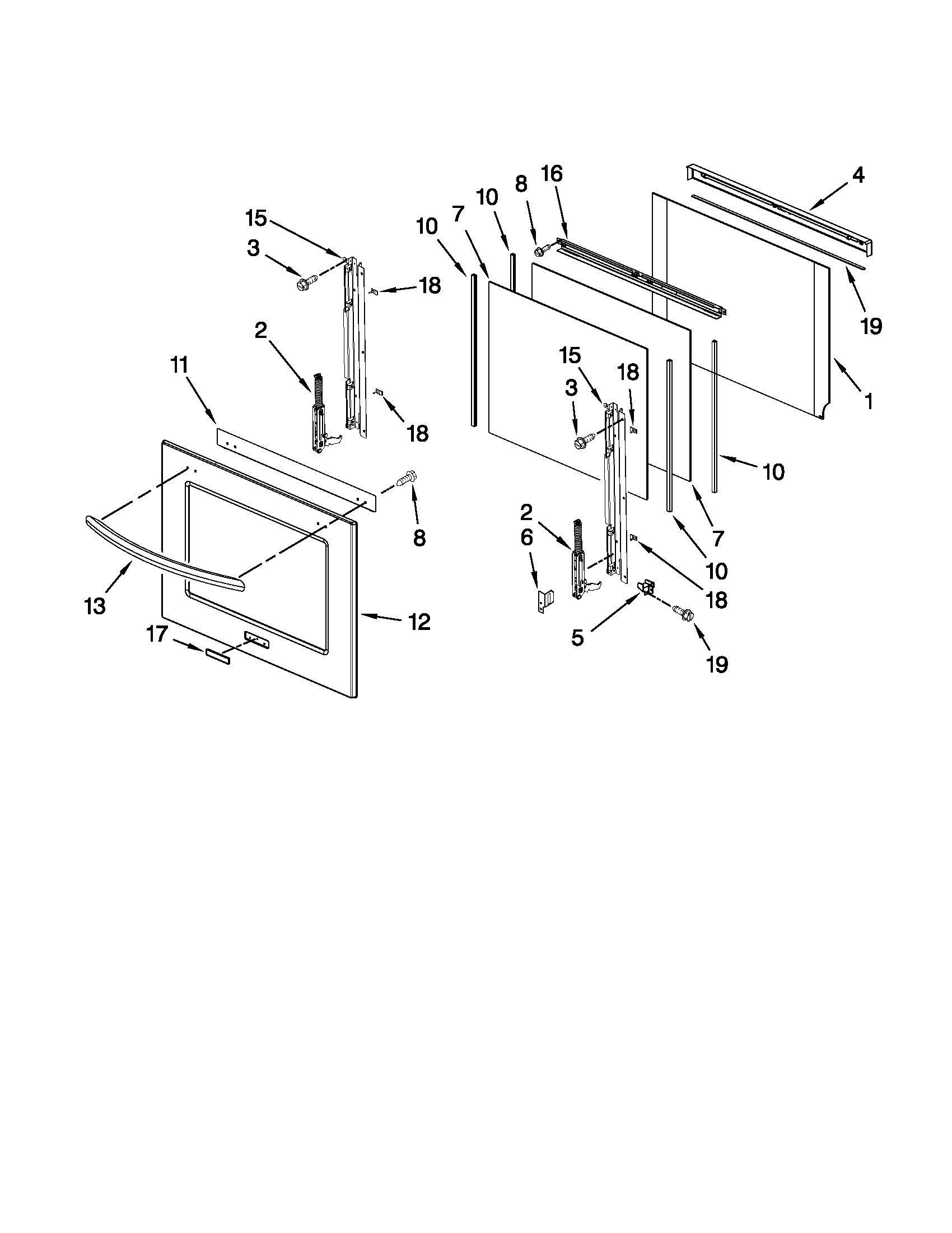 Oven door parts