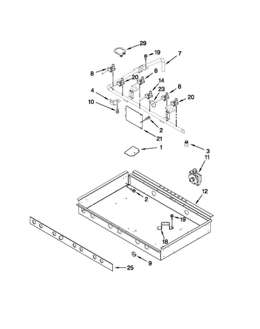 Burner box, gas valves, and switches