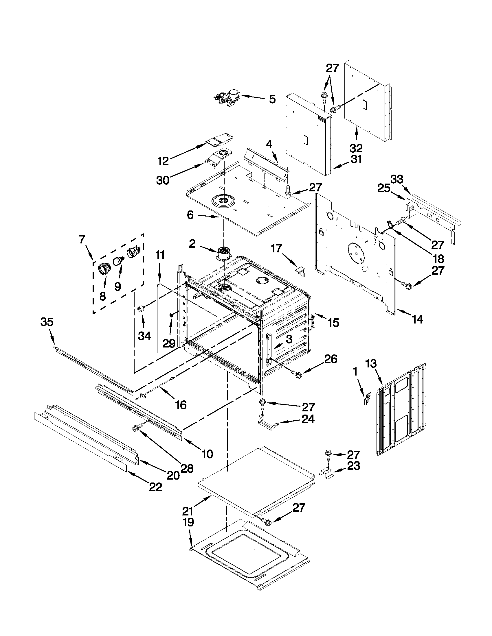 Upper oven parts