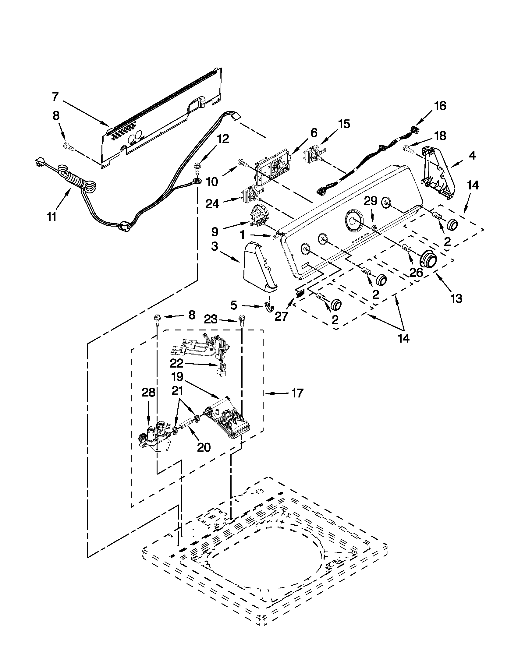 Controls and water inlet parts