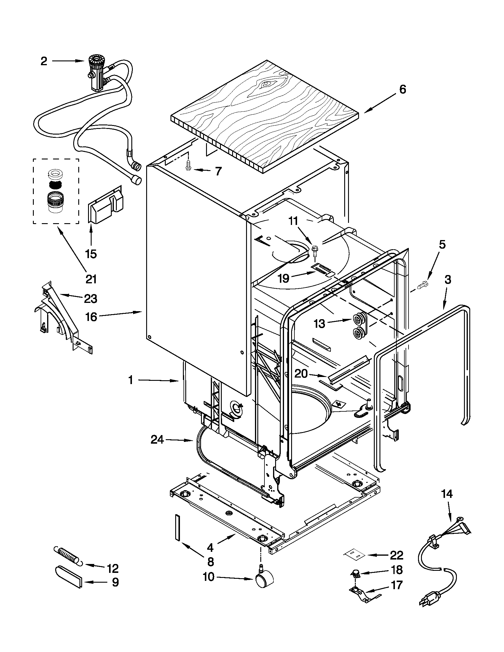 TUB AND FRAME PARTS