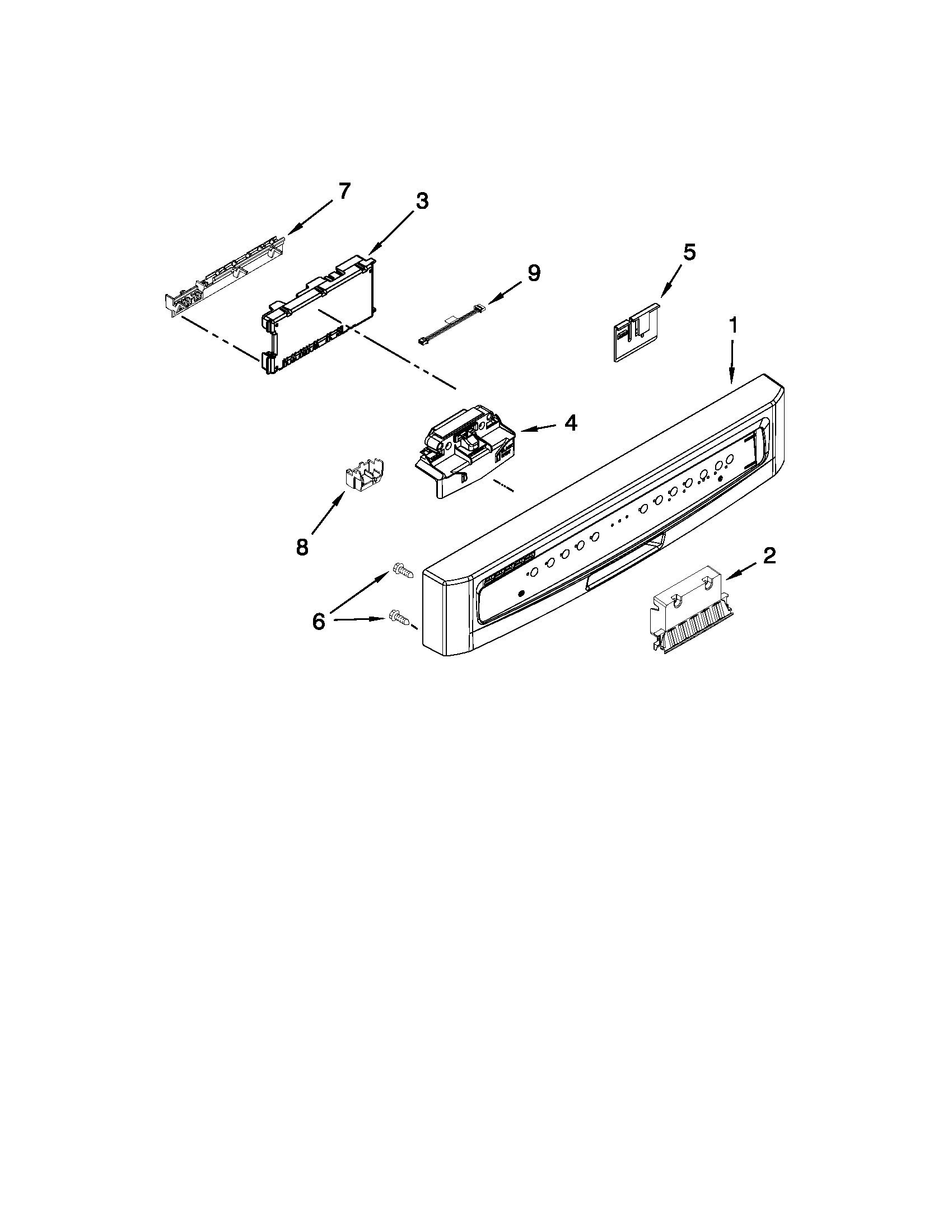 Control panel and latch parts