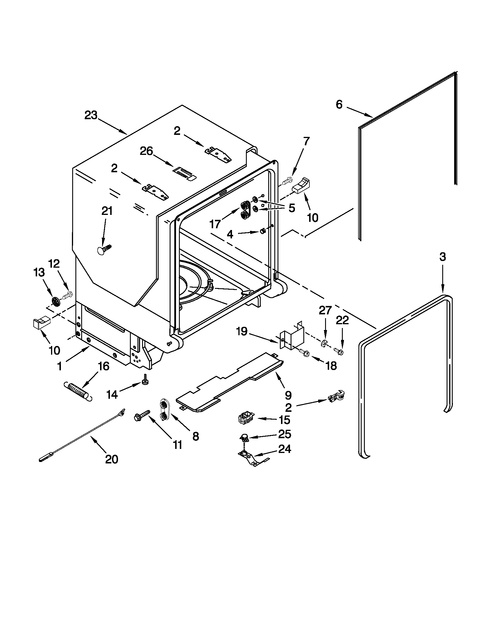 TUB AND FRAME PARTS