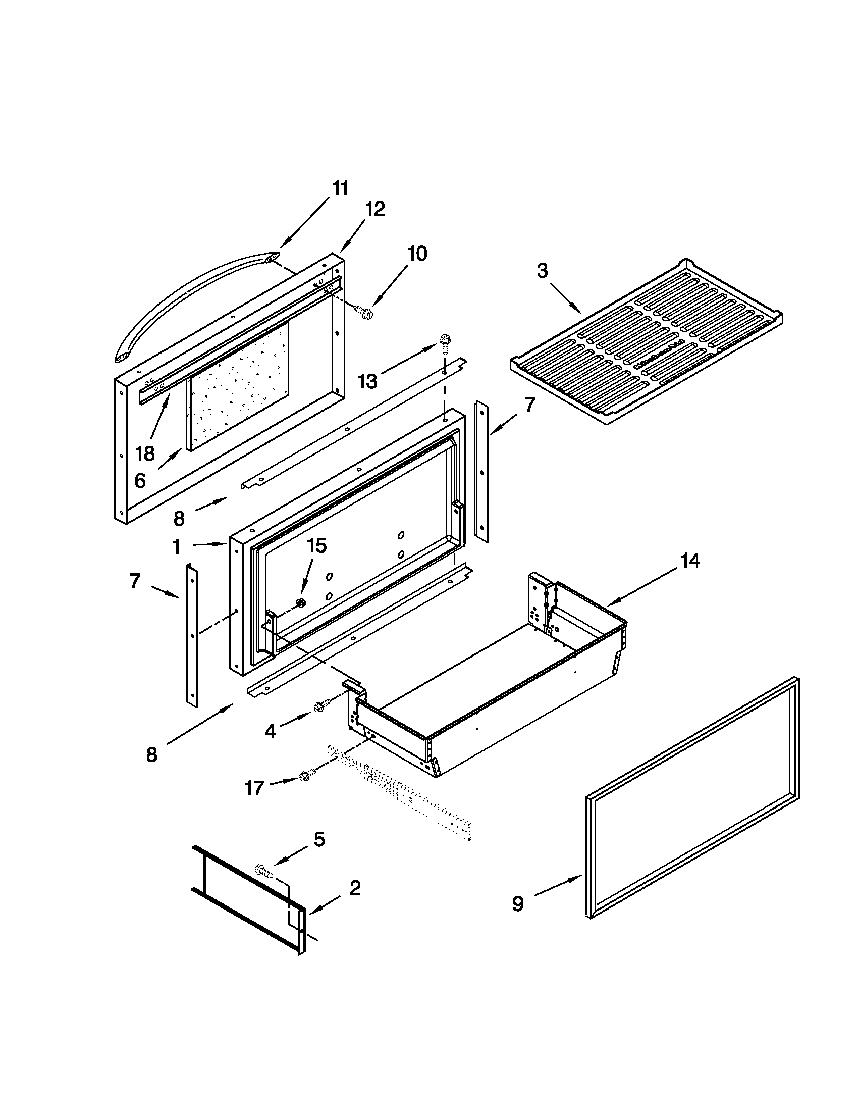 Freezer door and basket parts