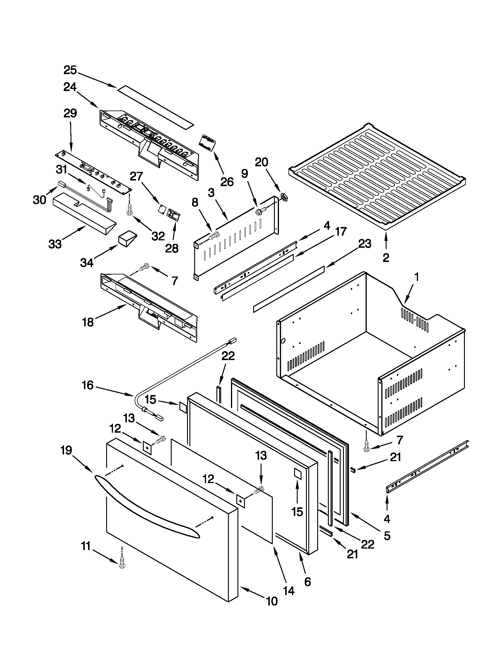 Upper drawer parts