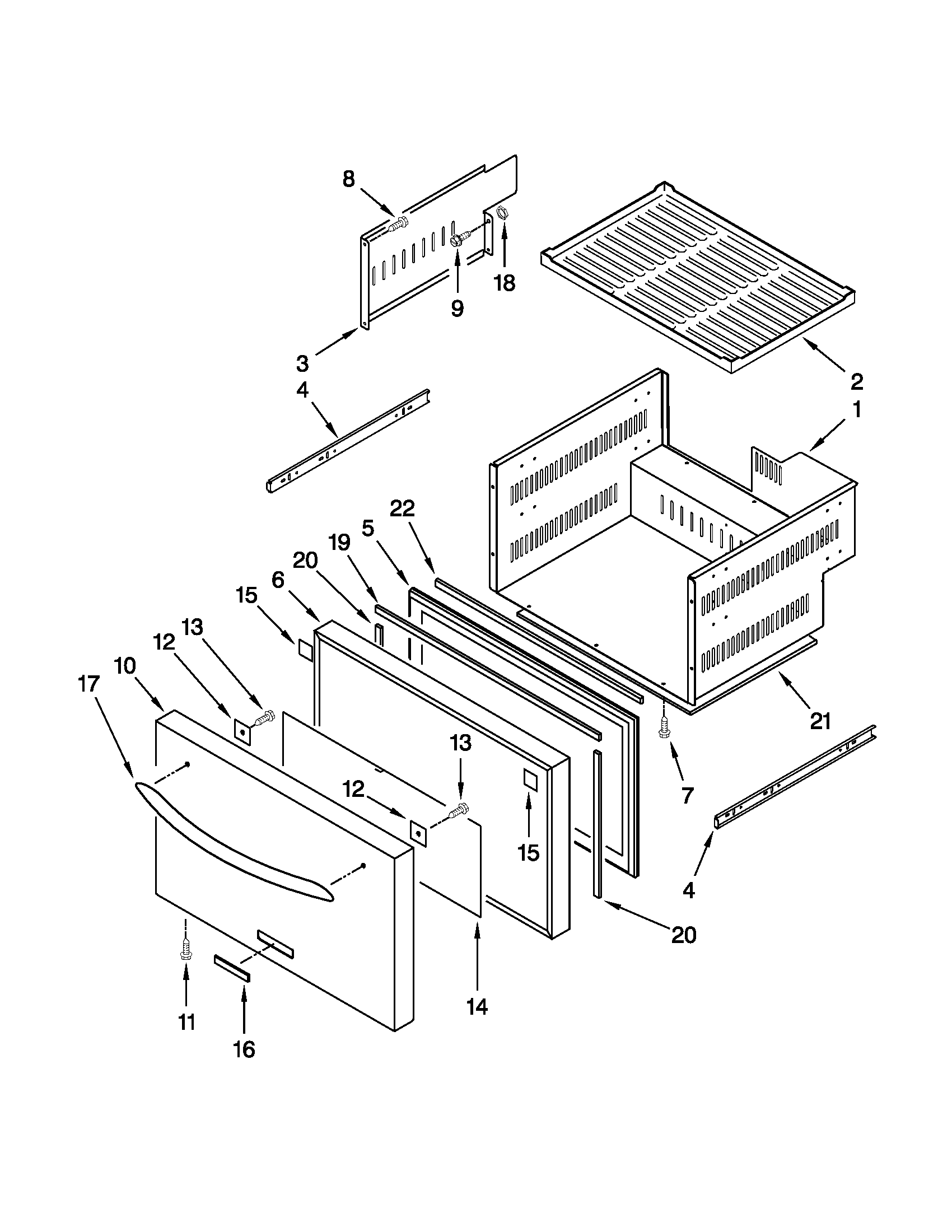 Lower drawer parts
