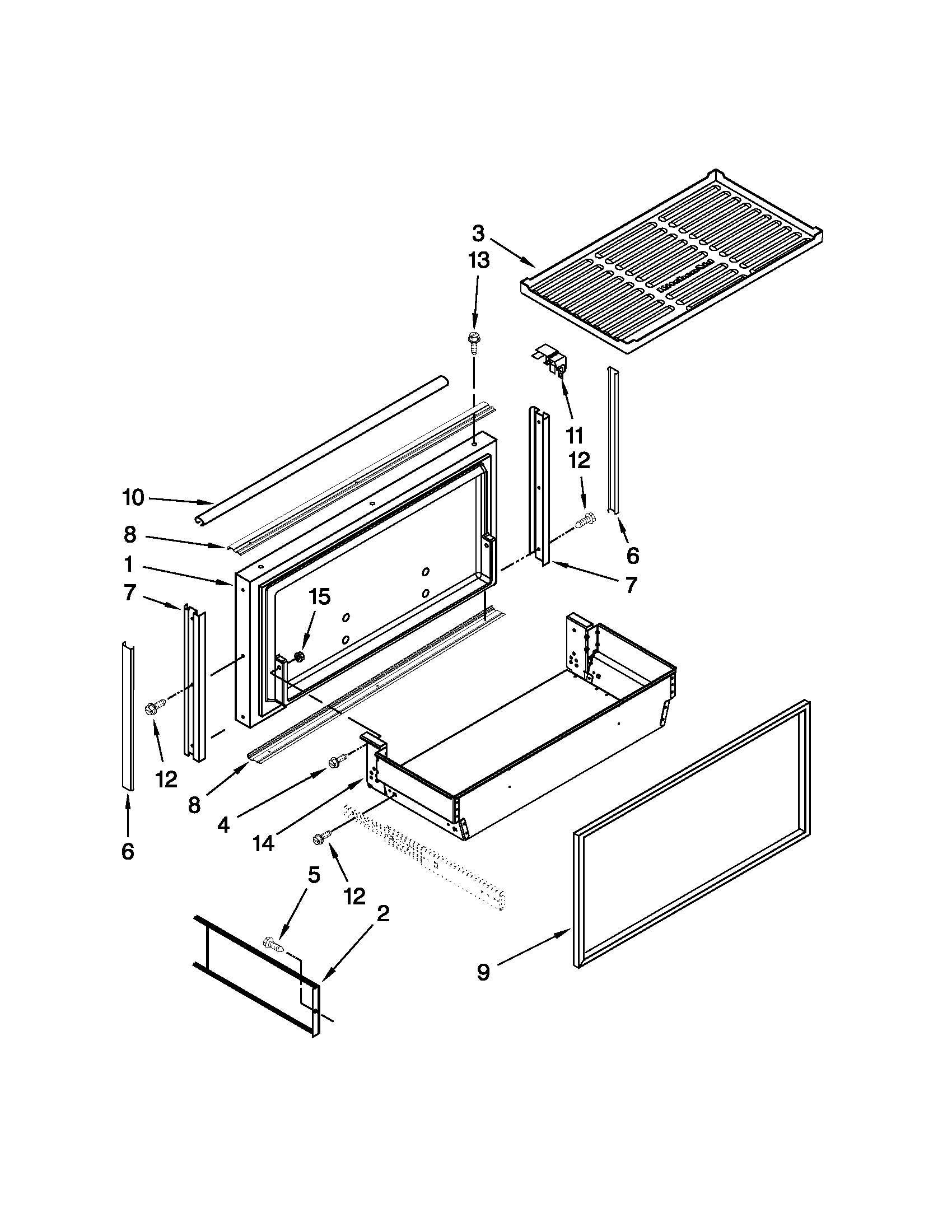 Freezer door and basket parts