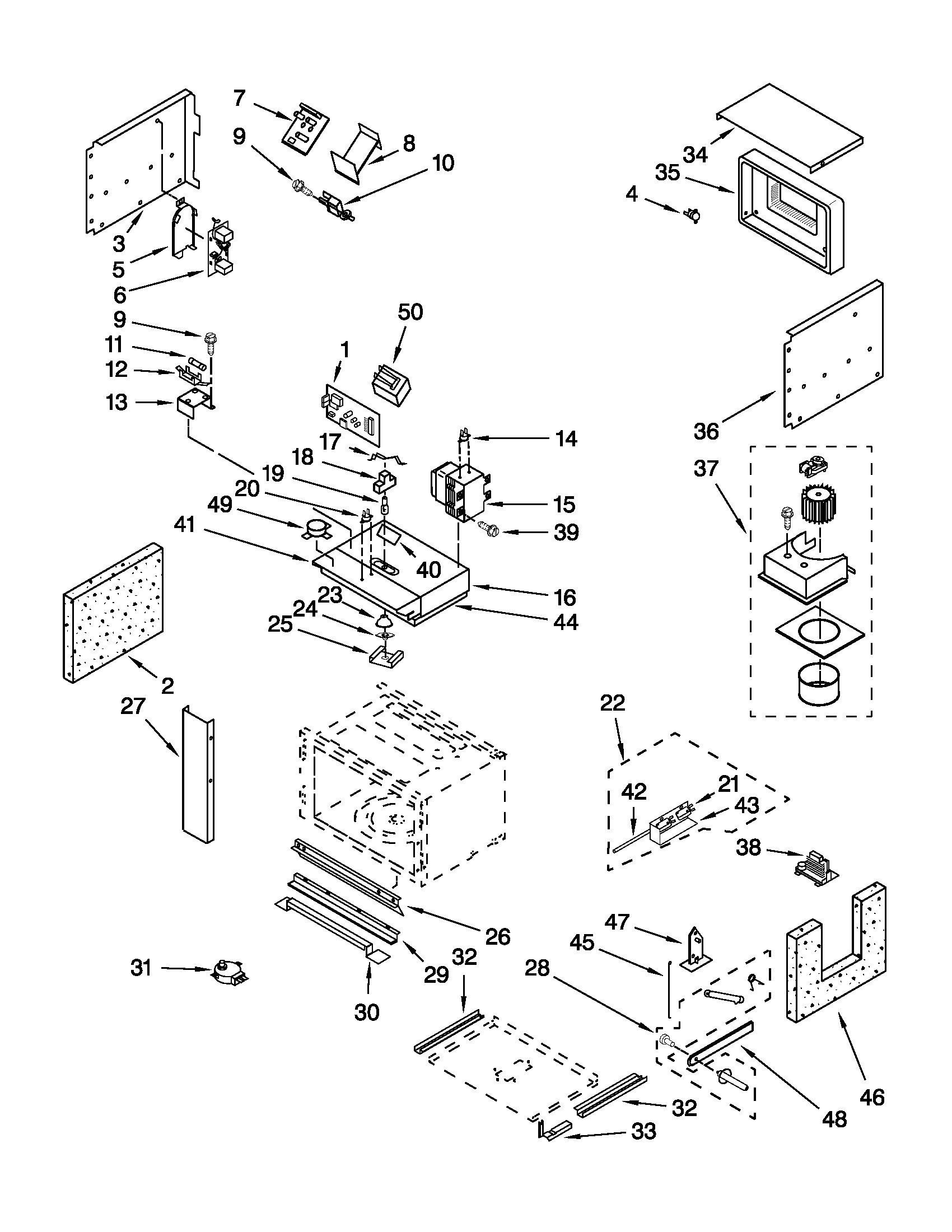Cabinet and stirrer parts