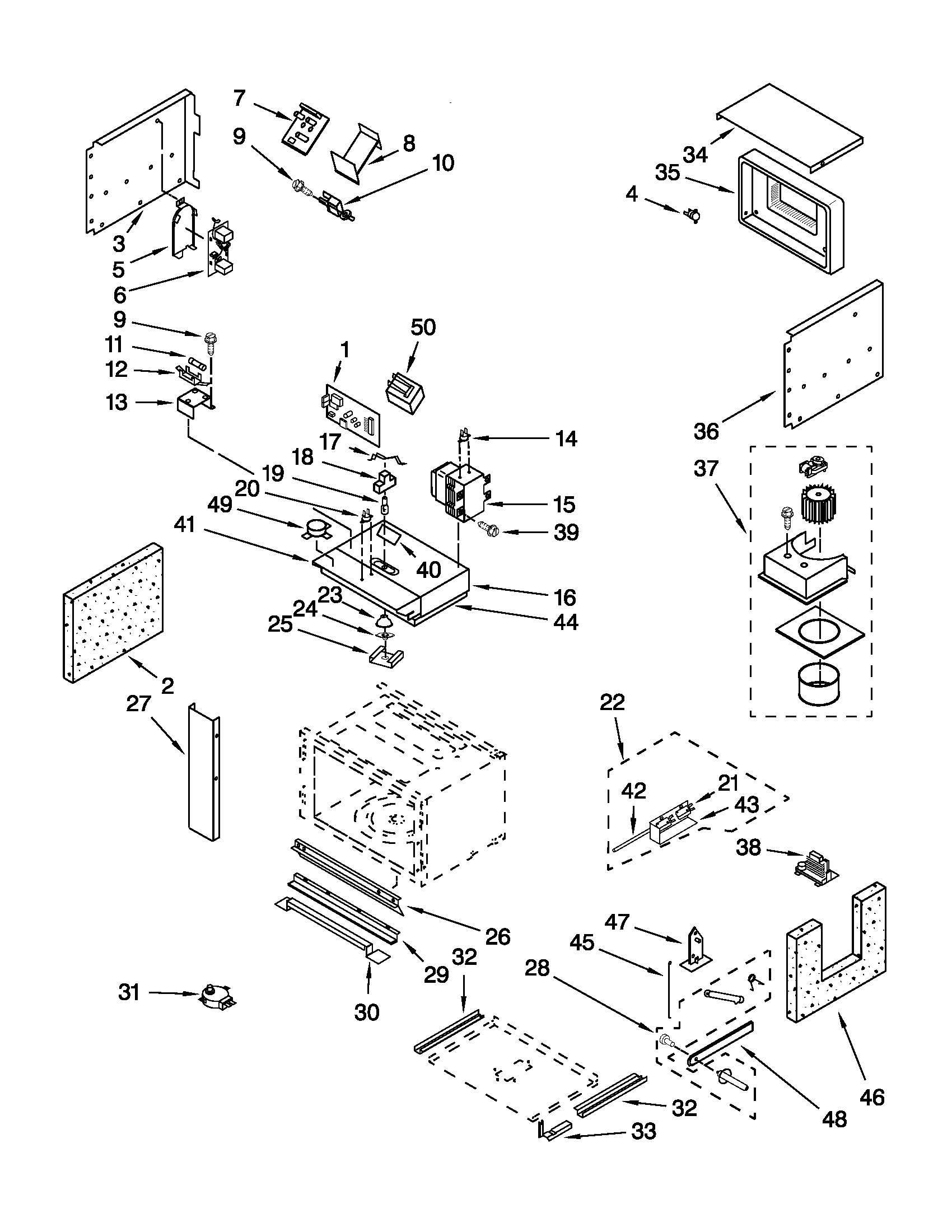 Cabinet and stirrer parts