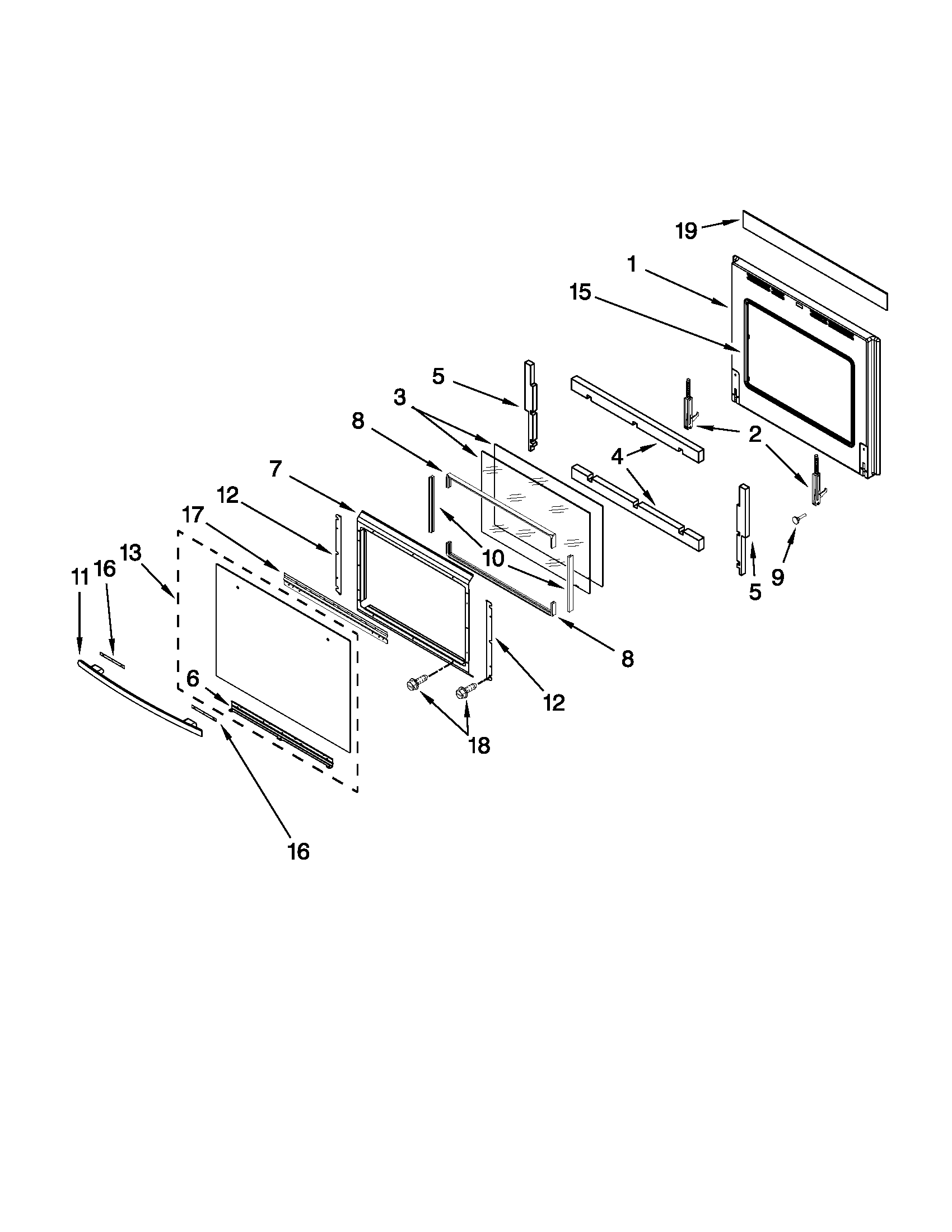 Oven door parts