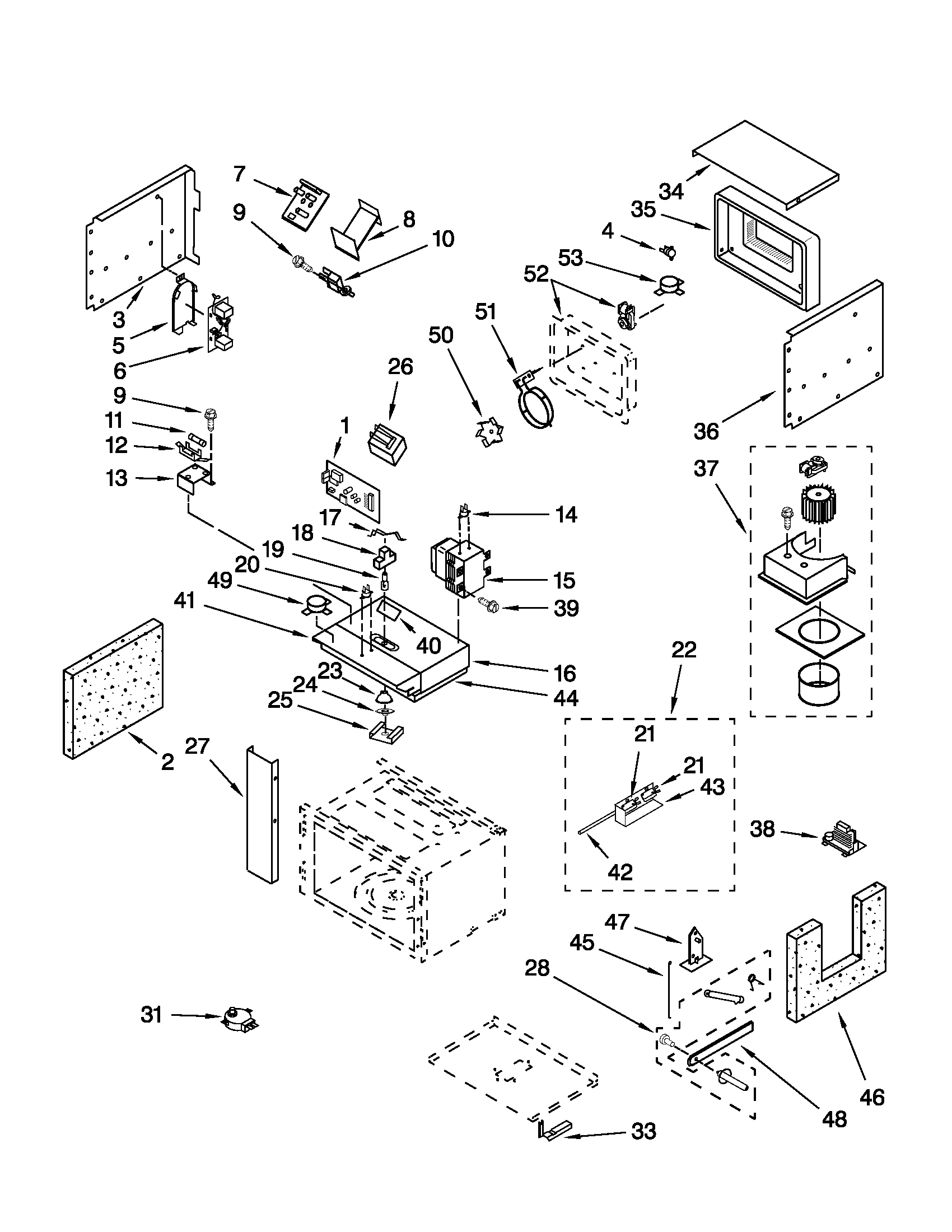 Cabinet and stirrer parts