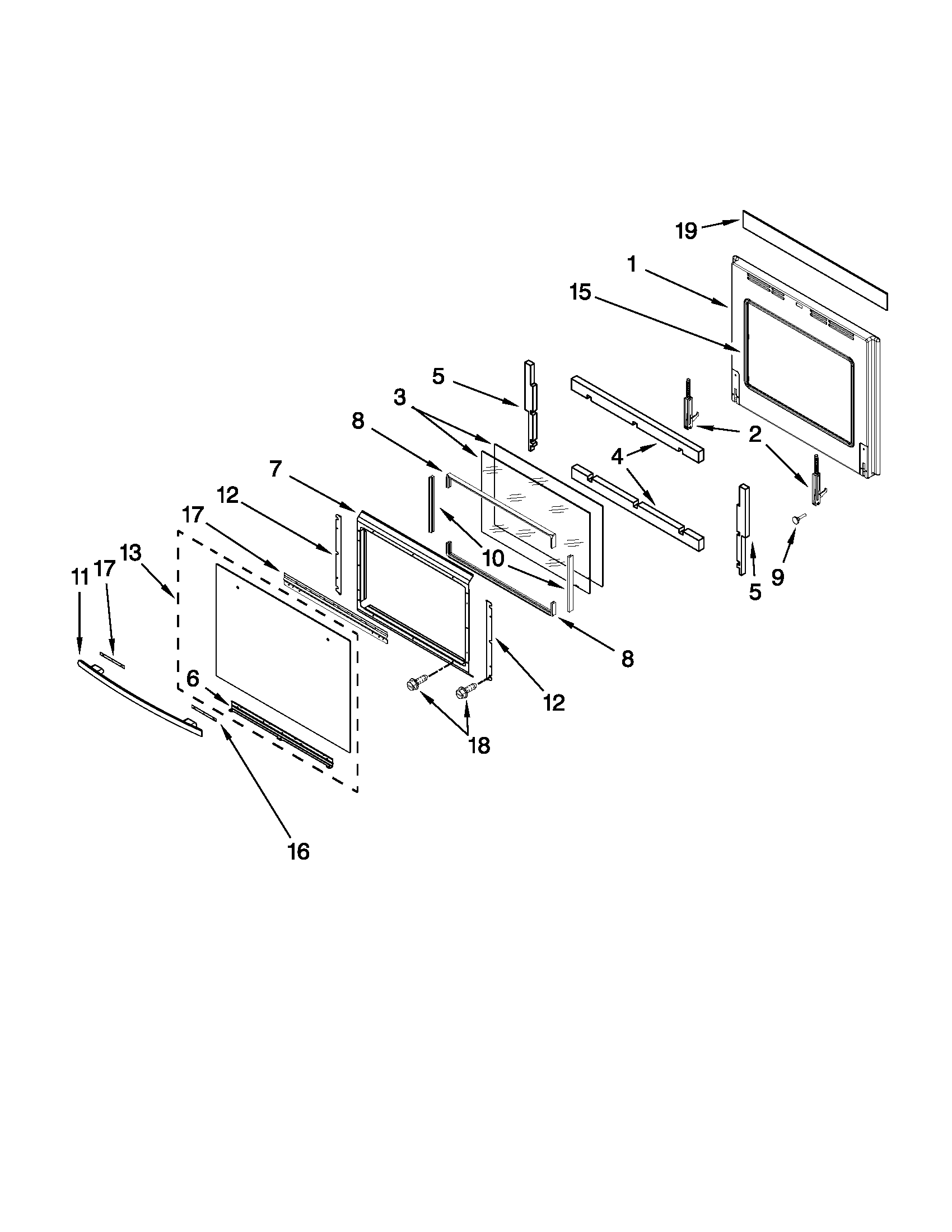 Oven door parts