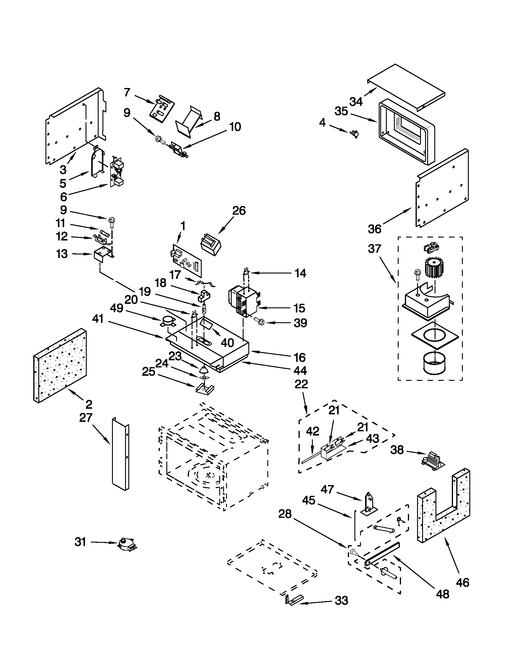 Cabinet and stirrer parts