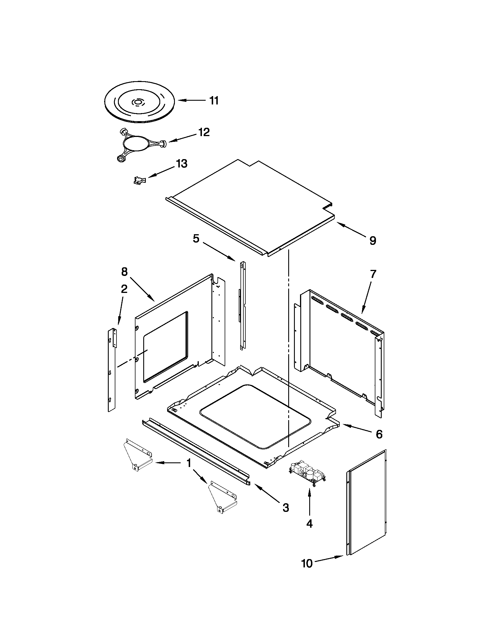 Top support and turntable parts