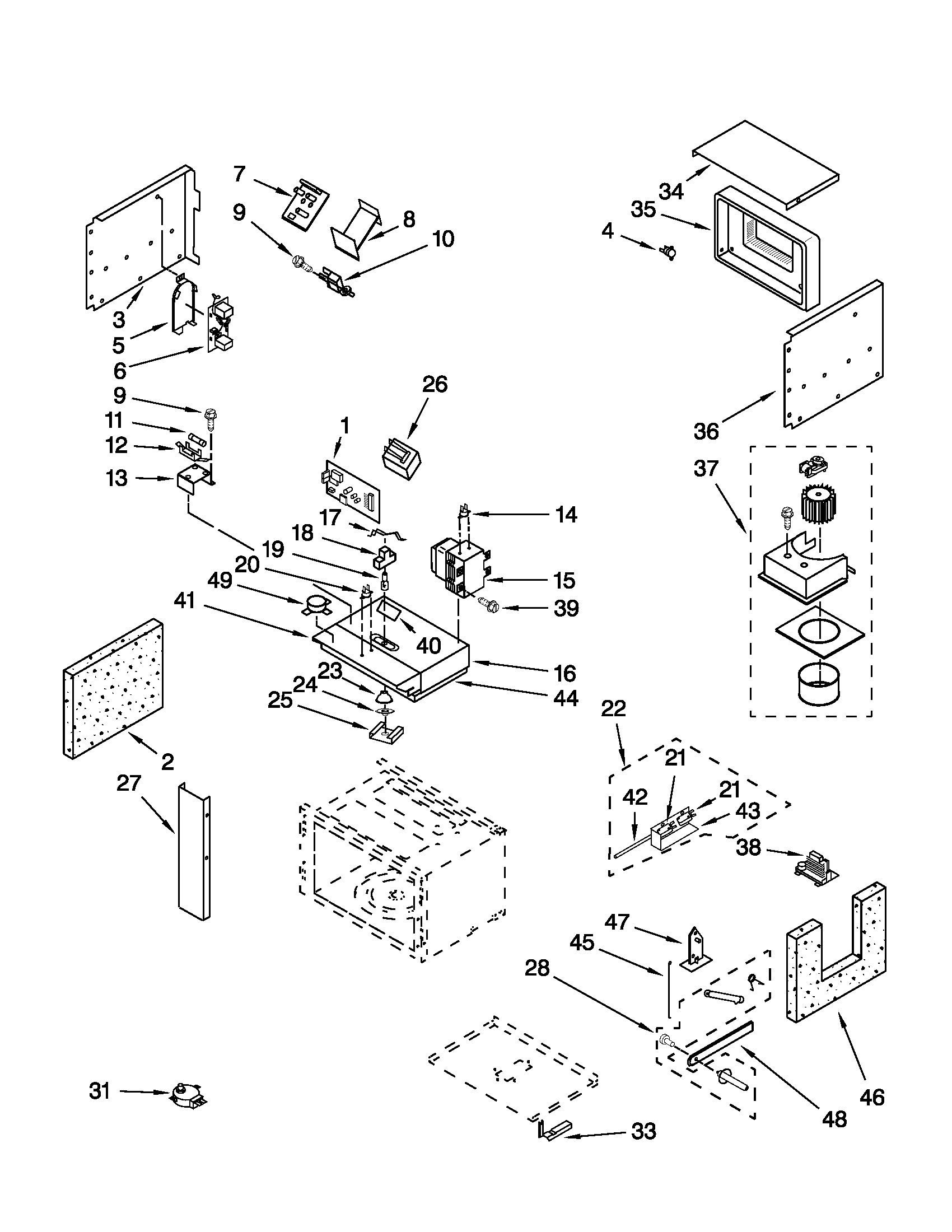Cabinet and stirrer parts