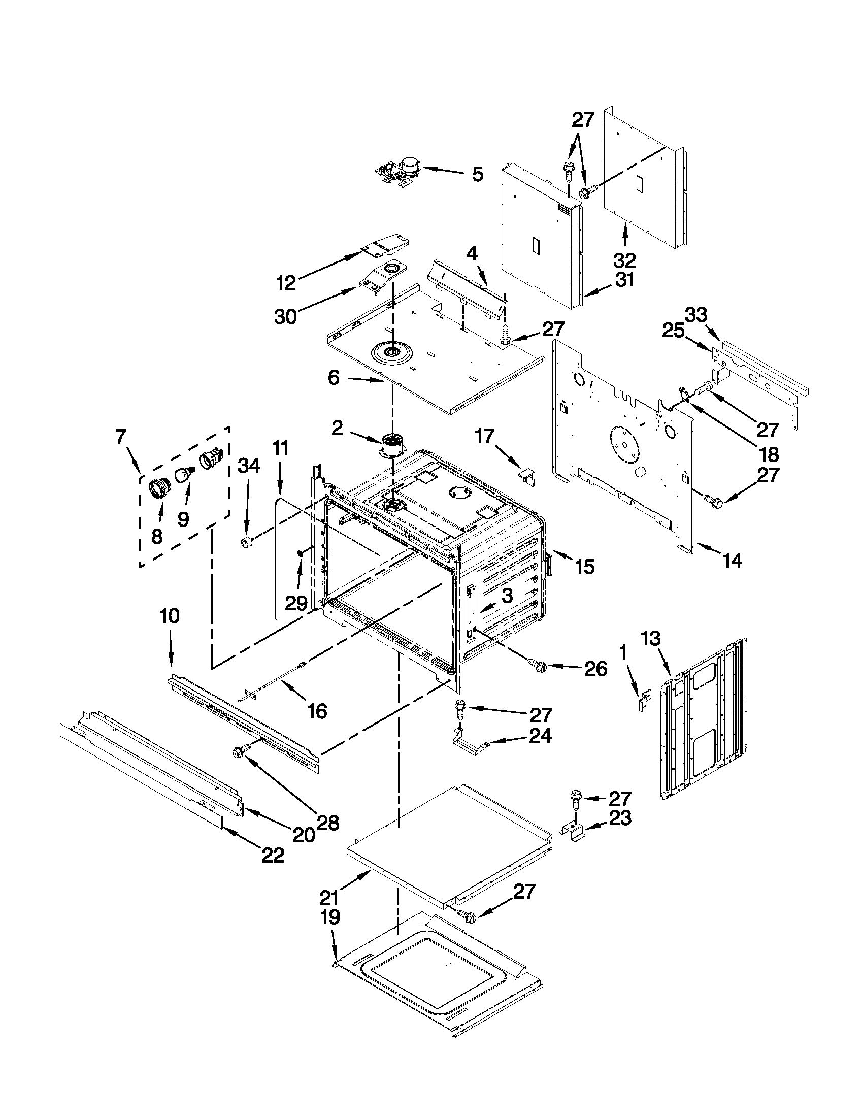 Upper oven parts