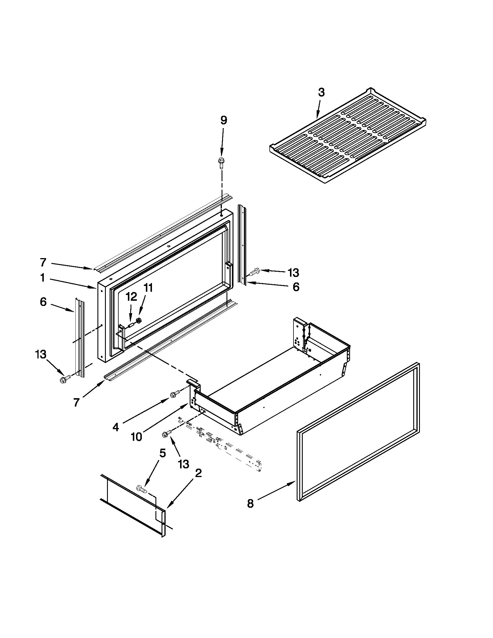 Freezer door and basket parts