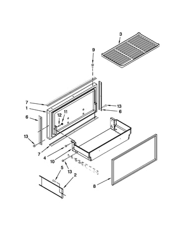 Freezer door and basket parts