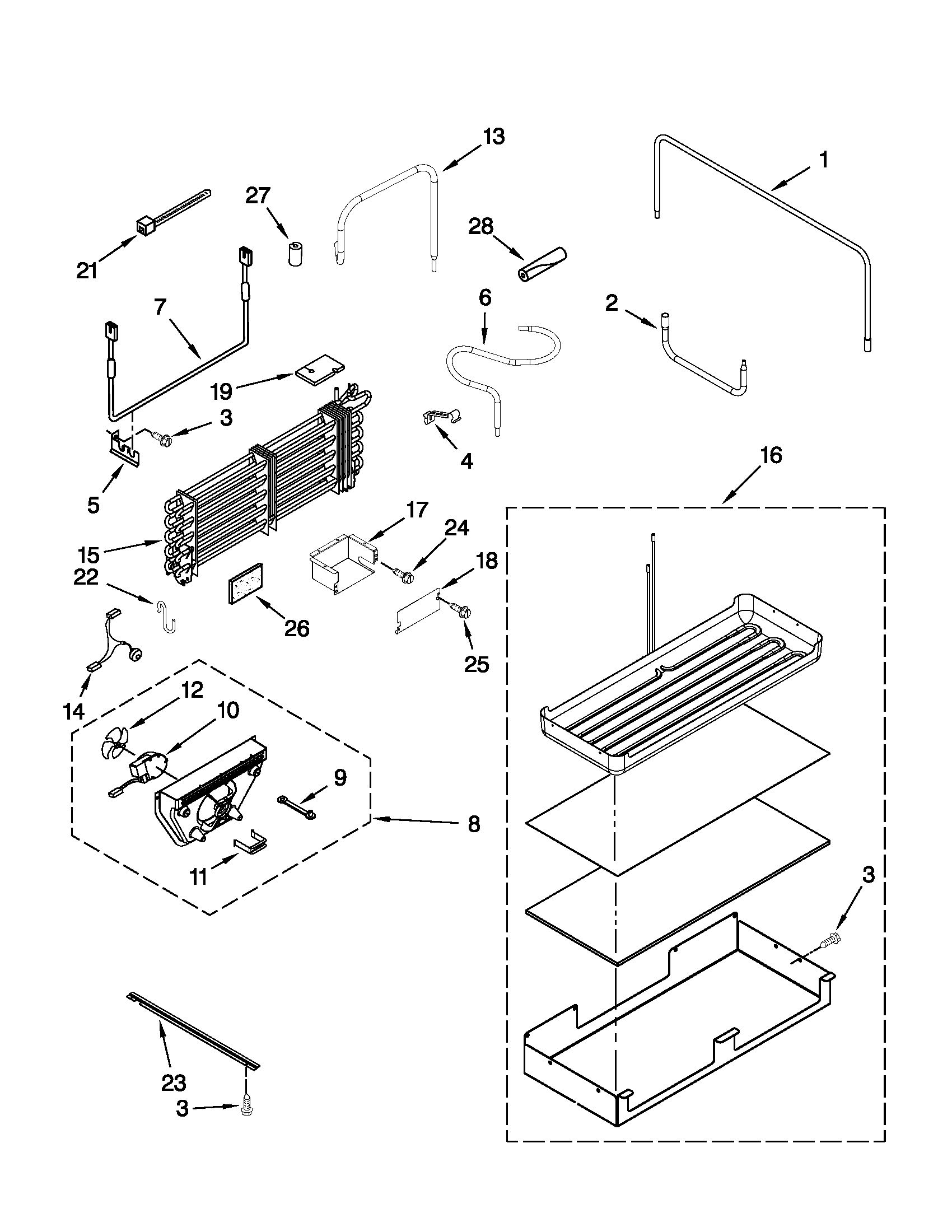 Lower unit and tube parts