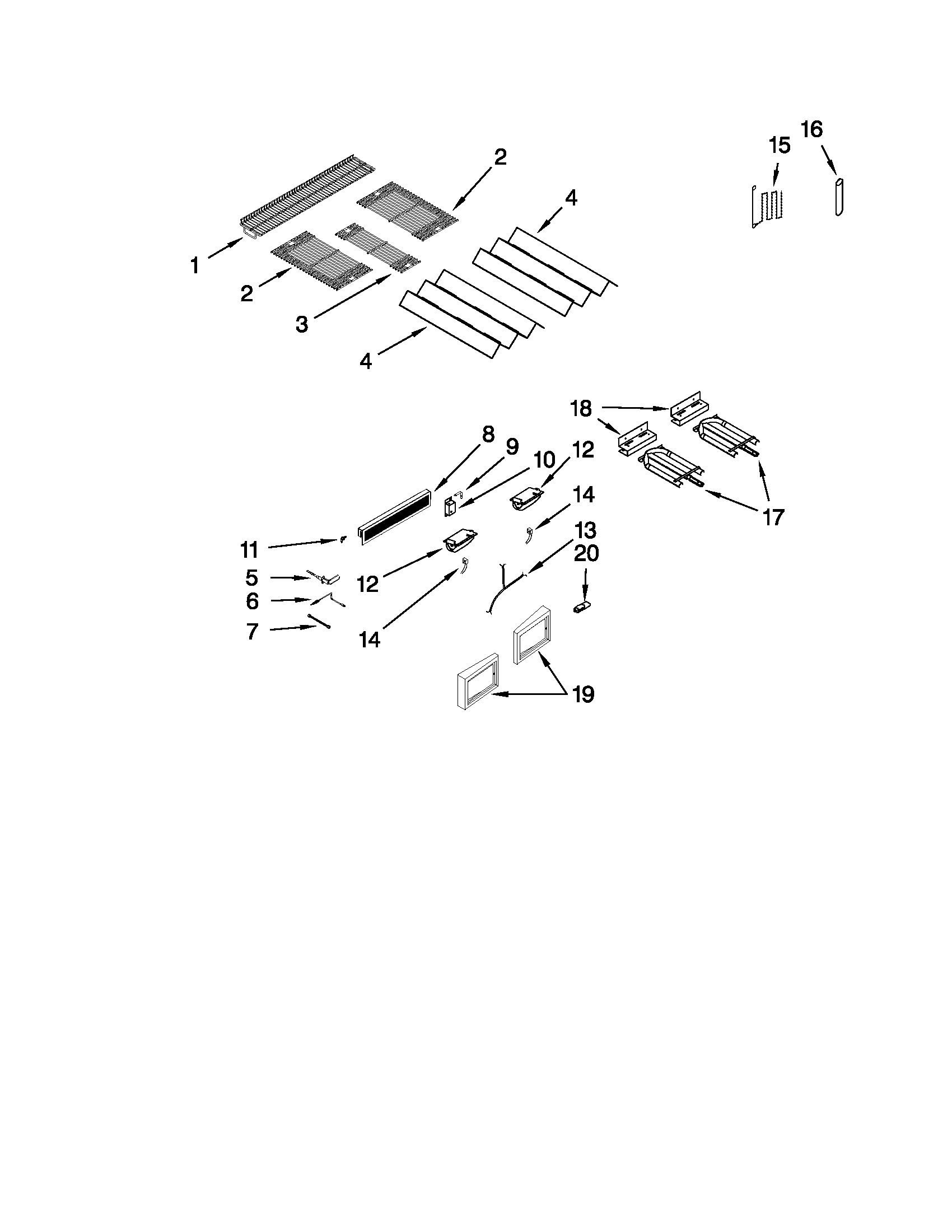 Burners, grates, and lights parts