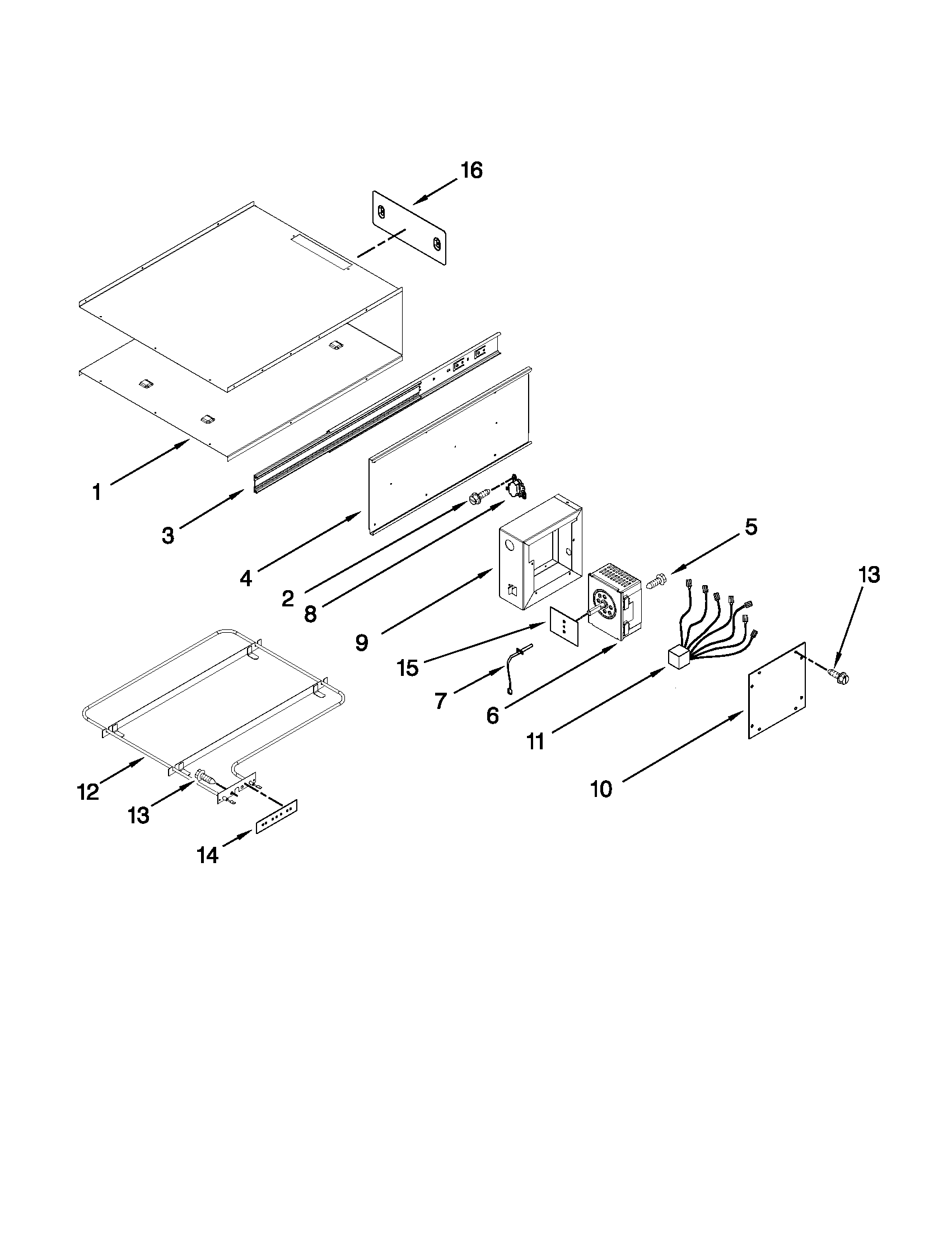 Internal warming drawer parts