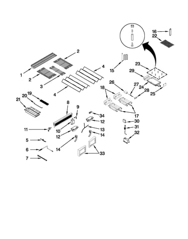 Burners, grates, and lights parts