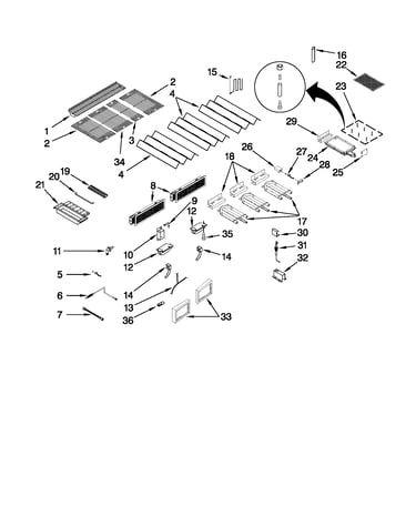 Burners, grates, and lights parts