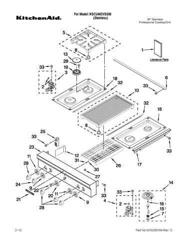 Cooktop, burner and grate parts