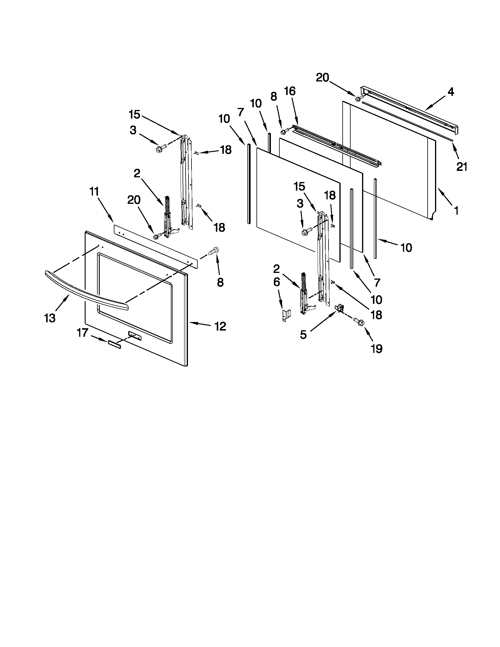 Oven door parts