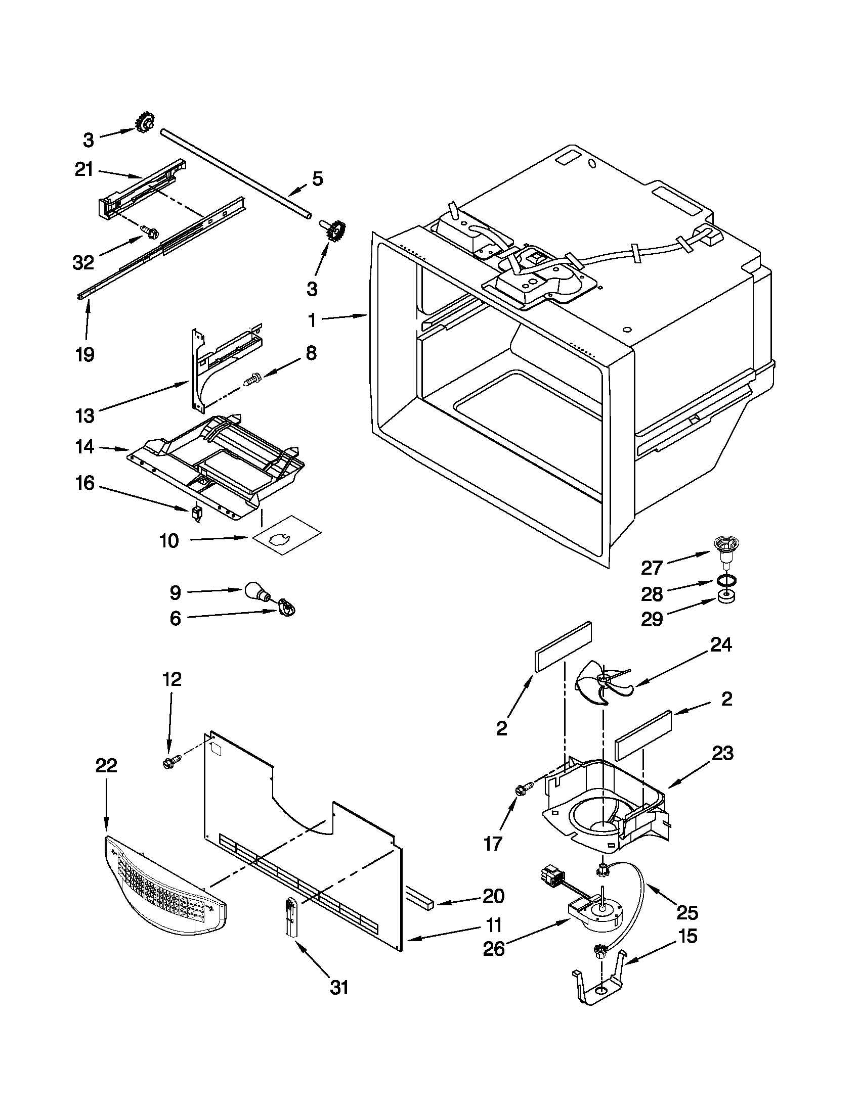 Freezer liner parts