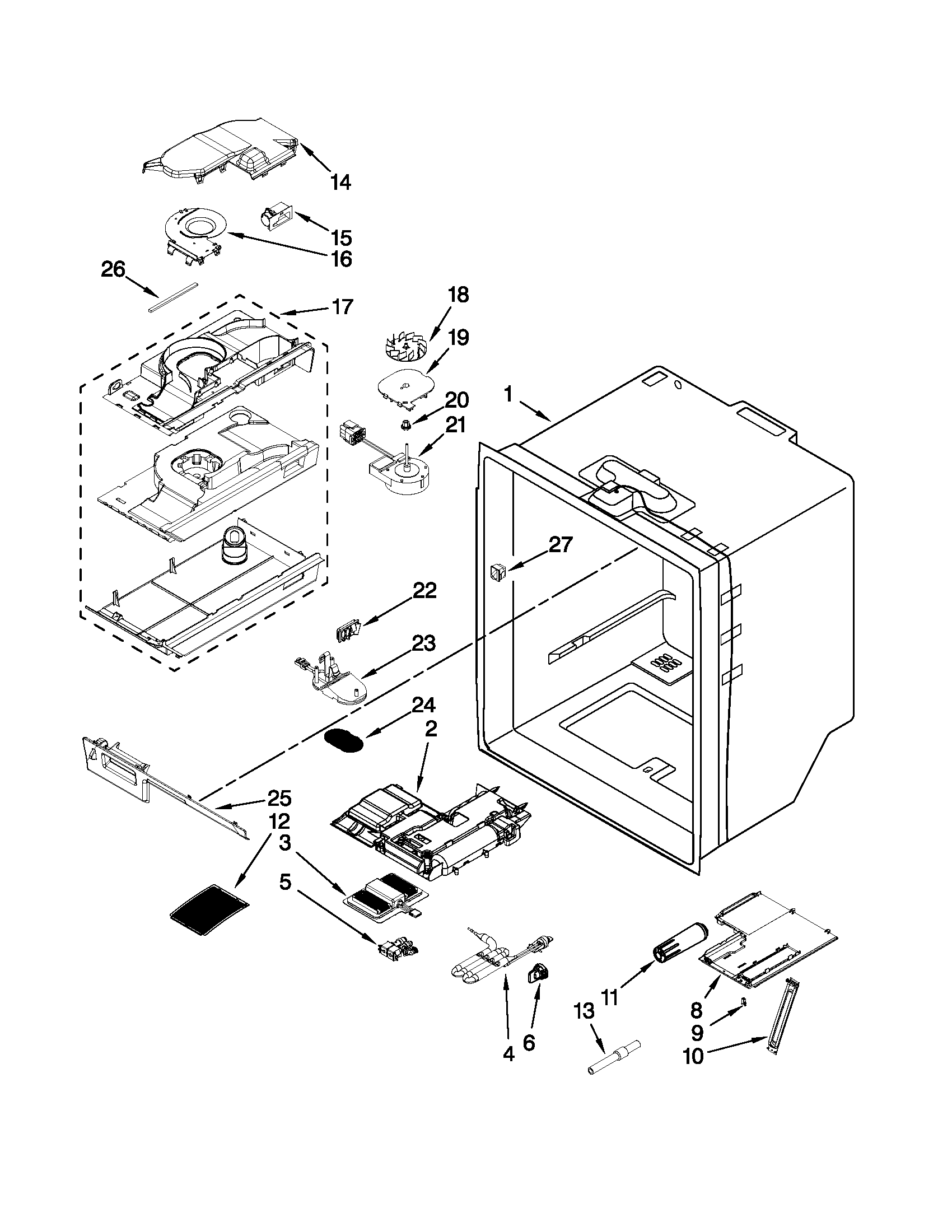 Refrigerator liner parts