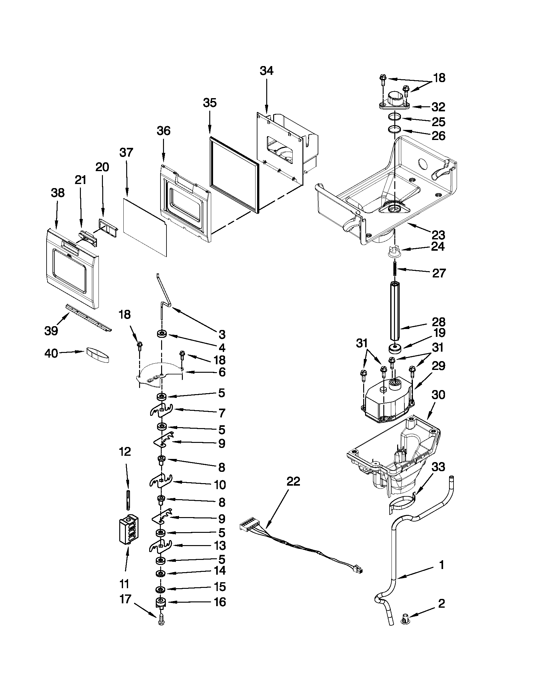 Motor and ice container parts