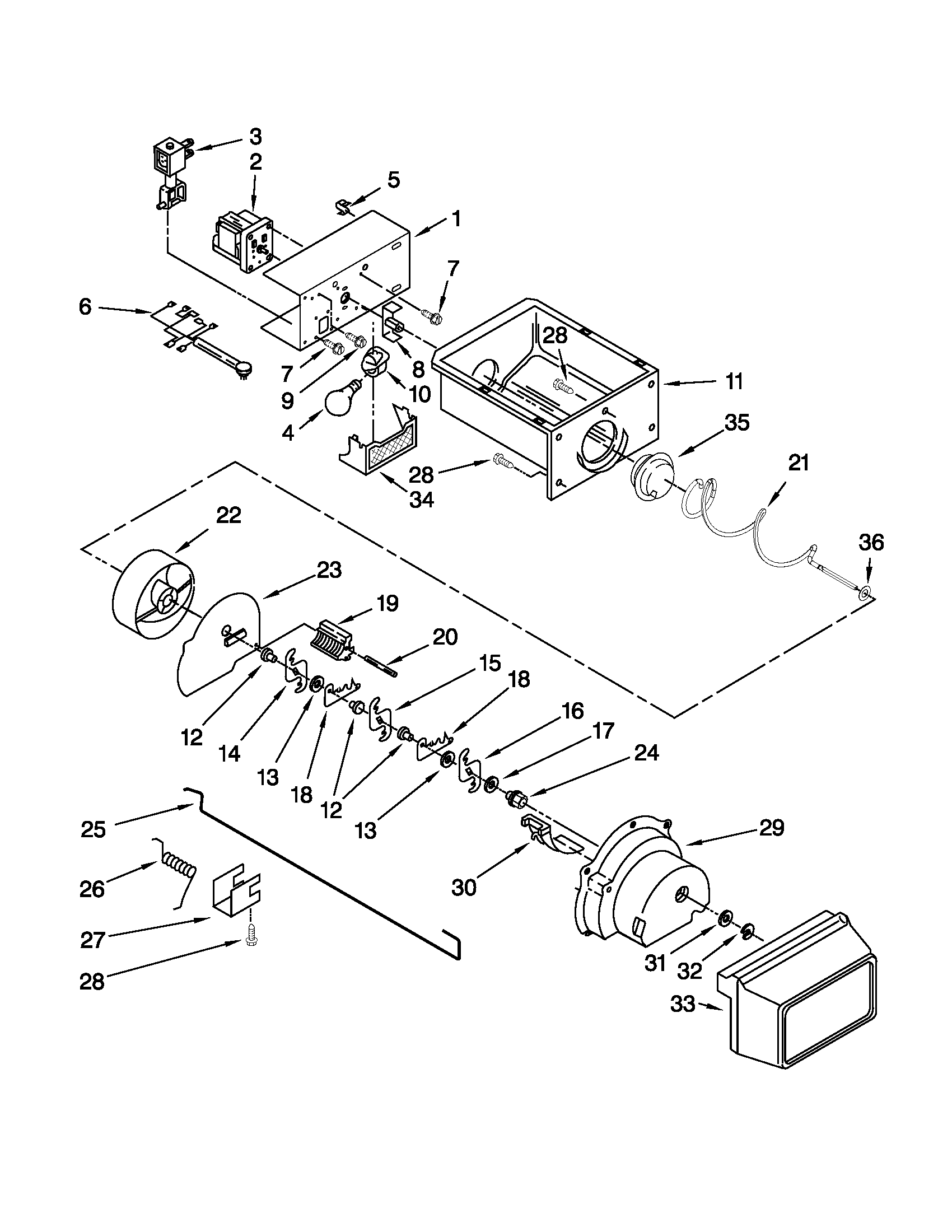 Motor and ice container parts